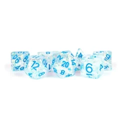 Shop All*FanRoll LIC680 Flash Dice Clear with Light Blue Numbers - Miniature Marvels: Airplane Models & Painted Dice