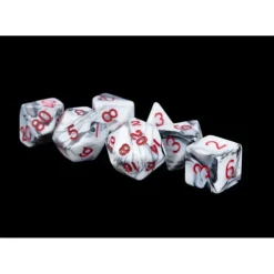 Shop All*FanRoll LIC1031 Marble Black & White w/ Red Numbers - Miniature Marvels: Airplane Models & Painted Dice