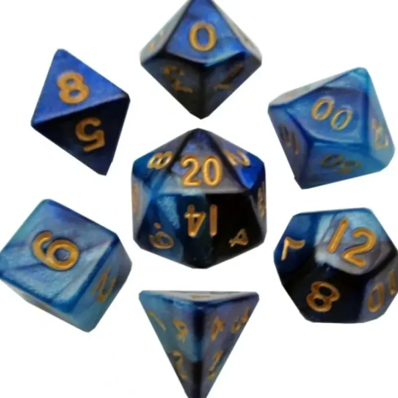 Shop All*FanRoll LIC422 Mini Dark Blue-Light Blue w/Gold Numbers - Miniature Marvels: Airplane Models & Painted Dice