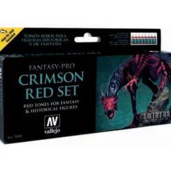 Accessories<Fantasy-Pro: Crimson Red Set (8) - Miniature Marvels: Airplane Models & Painted Dice