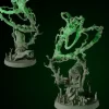 Miniature<Frogmancer With Spell - Miniature Marvels: Airplane Models & Painted Dice