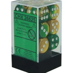 Dice<Gold-Green / White: Gemini 12d6 16mm Dice Block CHX 26625 - Miniature Marvels: Airplane Models & Painted Dice