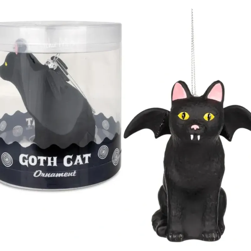 Egpull<Goth Cat Ornament - Christmas Holiday Art Hand-Blown Glass Decor Archie McPhee - Miniature Marvels: Airplane Models & Painted Dice