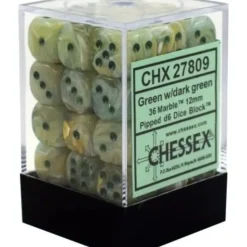 Dice<Green / Dark Green: Marble 36d6 12mm Dice Block CHX 27809 - Miniature Marvels: Airplane Models & Painted Dice