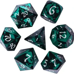 Shop All*Green and Black Anodized Aluminum Dice w/ White Numbers - Miniature Marvels: Airplane Models & Painted Dice