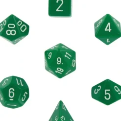 Dice<Green with White: Opaque Polyhedral Dice Set (7's) CHX 25405 - Miniature Marvels: Airplane Models & Painted Dice