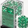 Dice<Green with White: Translucent 12d6 16mm Dice Set CHX 23605 - Miniature Marvels: Airplane Models & Painted Dice