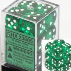 Dice<Green with White: Translucent 12d6 16mm Dice Set CHX 23605 - Miniature Marvels: Airplane Models & Painted Dice