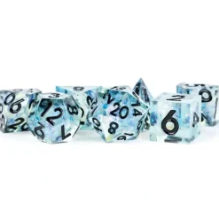Dice<Handcrafted Sharp Edge Resin Dice Set: Captured Frost (7) - Miniature Marvels: Airplane Models & Painted Dice