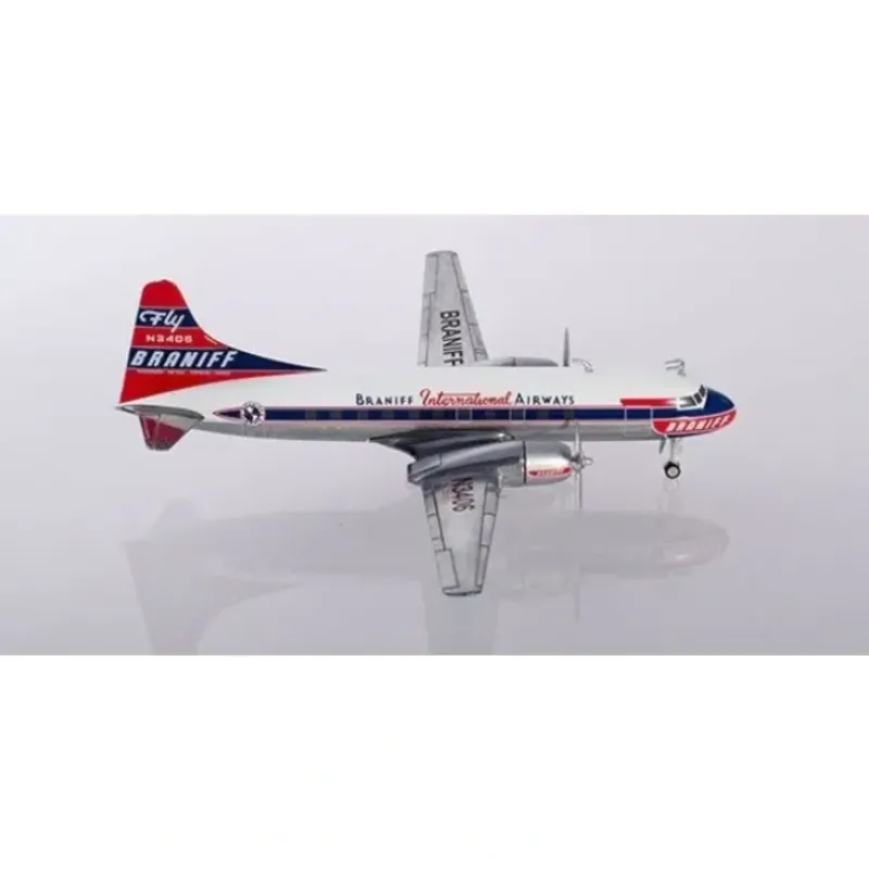 Airplane Model*Herpa Wings 559621 1:200 Braniff International Airways Conviar CV-340 N3406 - Miniature Marvels: Airplane Models & Painted Dice
