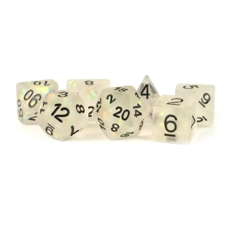 Dice<Icy Opal 16mm Resin Poly Dice Set: Clear MET 604 - Miniature Marvels: Airplane Models & Painted Dice