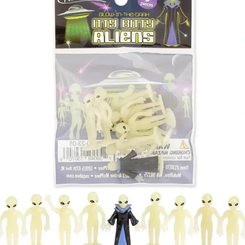 Egpull<Itty Bitty Aliens (Bag of 9) Glow in Dark Statue UFO Figurines - Archie McPhee - Miniature Marvels: Airplane Models & Painted Dice