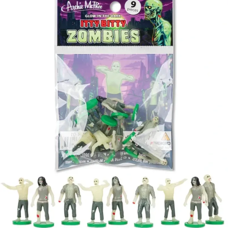 Egpull<Itty Bitty Zombies (Bag of 9) - Mini Gow in Dark Figurines - Archie McPhee - Miniature Marvels: Airplane Models & Painted Dice