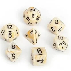 Dice<Ivory with Black: Marble Polyhedral Dice Set (7's) CHX 27402 - Miniature Marvels: Airplane Models & Painted Dice