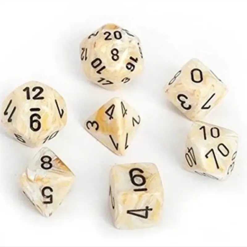 Dice<Ivory with Black: Marble Polyhedral Dice Set (7's) CHX 27402 - Miniature Marvels: Airplane Models & Painted Dice