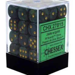 Dice<Jade / Gold: Scarab 36d6 12mm Dice Block CHX 27815 - Miniature Marvels: Airplane Models & Painted Dice