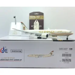 Airplane Model*JC Wings JC2ETD0317A 1:200 Etihad Airways B777-200LR A6-LRB (with Limited Edition Aviationtag) (Flaps Down) - Miniature Marvels: Airplane Models & Painted Dice