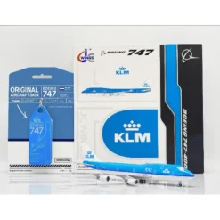Airplane Model*JC Wings JC4KLM0117A 1:400 KLM Boeing 747-400 PH-BFG "100" (with limited edition Aviationtag) (Flaps Down) - Miniature Marvels: Airplane Models & Painted Dice