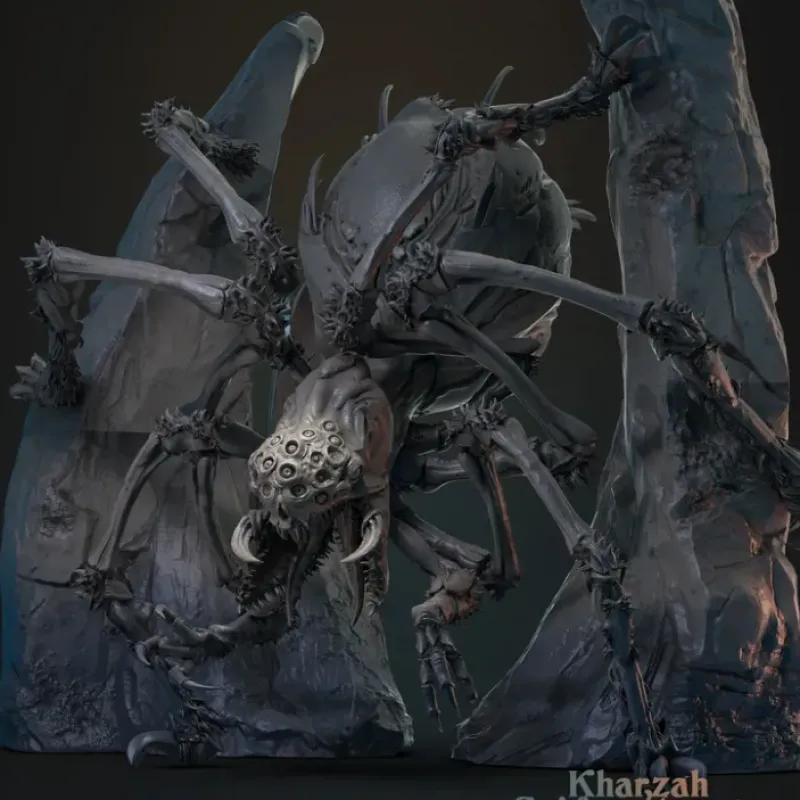 Miniature<Kharzah Spider Monster - Miniature Marvels: Airplane Models & Painted Dice
