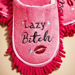 Egpull<LAZY BITCH Pink Slippers - Clean Floor without the Chore! Funny Gag Joke Gift - Miniature Marvels: Airplane Models & Painted Dice