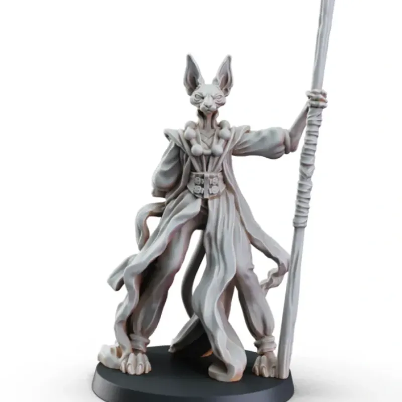 Miniature<Mau The Tabaxi Monk - Miniature Marvels: Airplane Models & Painted Dice