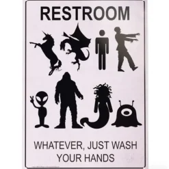 Egpull<Metal Sign "RESTROOM: Whatever Just Wash Hands" Funny Gender Bathroom Decor #D-1 - Miniature Marvels: Airplane Models & Painted Dice