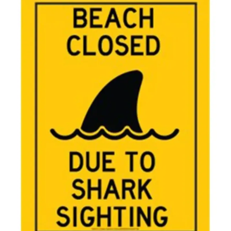 Egpull<Metal Tin Sign "Beach Closed: Due to Shark Sighting" Beach Jaws Decor #B-101 - Miniature Marvels: Airplane Models & Painted Dice