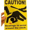 Egpull<Metal Tin Sign "Caution: Beatings Around Clock" Funny Office Bedroom Decor #A-101 - Miniature Marvels: Airplane Models & Painted Dice