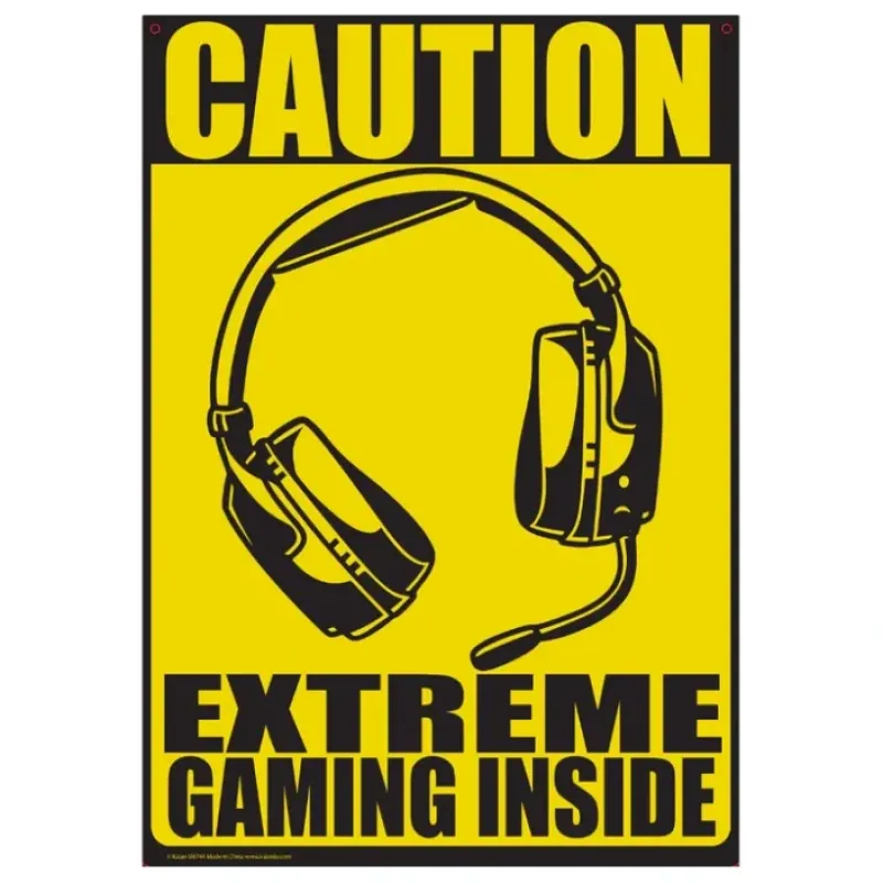 Egpull<Metal Tin Sign "Caution: Extreme Gaming Inside" Bedroom Gamer Wall Decor #H-21 - Miniature Marvels: Airplane Models & Painted Dice