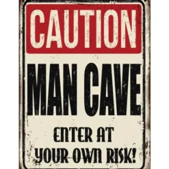 Egpull<Metal Tin Sign "CAUTION MAN CAVE - Enter At Your Own Risk!" Wall Decor #F-101 - Miniature Marvels: Airplane Models & Painted Dice