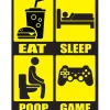 Egpull<Metal Tin Sign "EAT * SLEEP * POOP * GAME" Bedroom Gamer Man Cave Decor #F-101 - Miniature Marvels: Airplane Models & Painted Dice