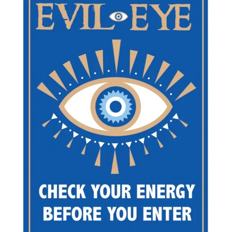 Egpull<Metal Tin Sign "Evil Eye - Check Your Energy Before You Enter" Wall Decor #F-101 - Miniature Marvels: Airplane Models & Painted Dice