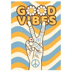 Egpull<Metal Tin Sign "GOOD VIBES" Joy Love Peace Faith Peace Unity Wall Decor #C-101 - Miniature Marvels: Airplane Models & Painted Dice