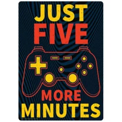 Egpull<Metal Tin Sign "Just Five More Minutes" Gamer Bedroom Home Wall Decor #G-101 - Miniature Marvels: Airplane Models & Painted Dice