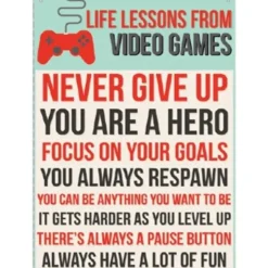 Egpull<Metal Tin Sign "Life Lessons From Video Games" Funny Gamer Wall Decor #B-101 - Miniature Marvels: Airplane Models & Painted Dice