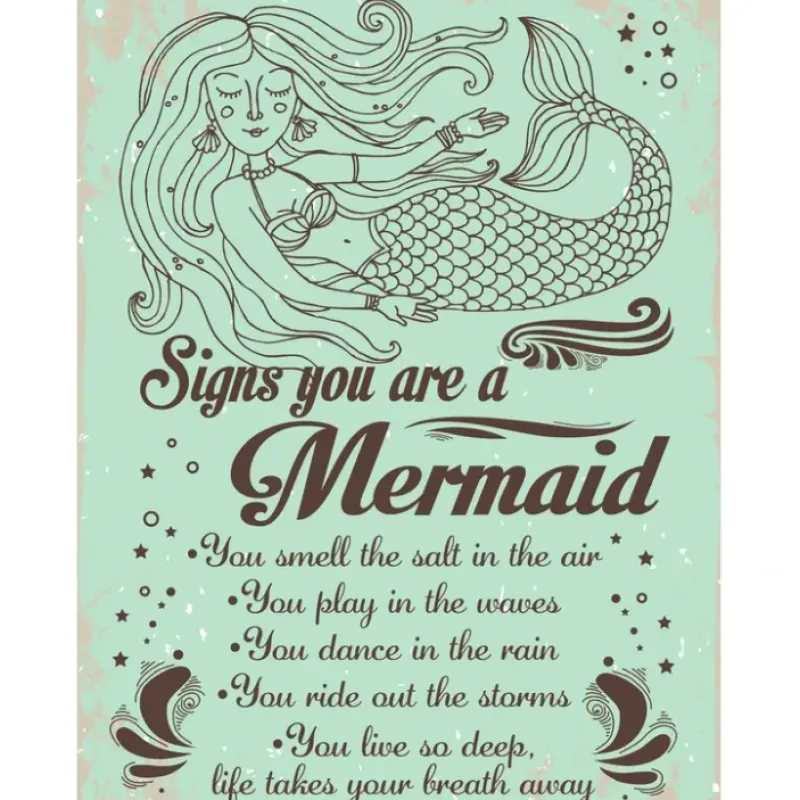 Egpull<Metal Tin Sign "Signs You are a Mermaid ..." Bedroom Home Office Wall Decor #H01 - Miniature Marvels: Airplane Models & Painted Dice