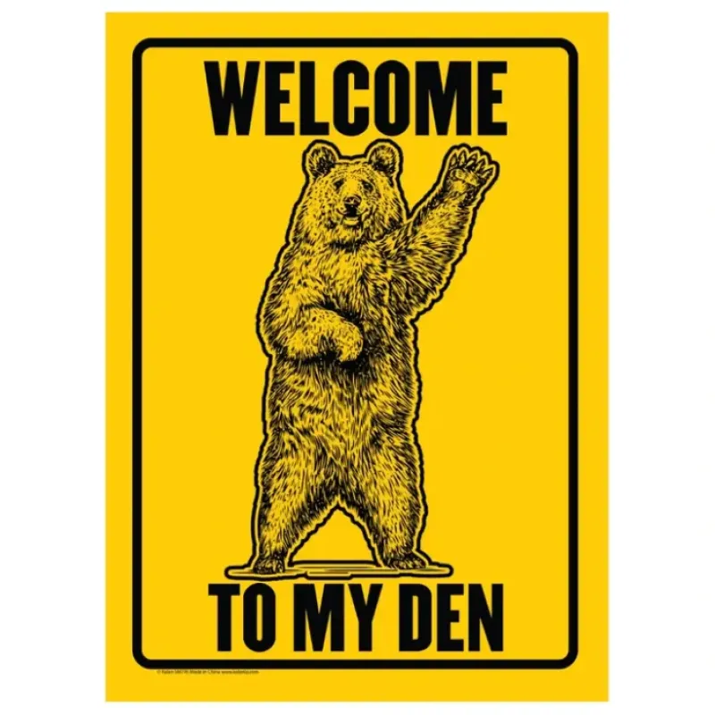 Egpull<Metal Tin Sign "Welcome To My Den" Waving Funny Bear Home Wall Decor #H-101 - Miniature Marvels: Airplane Models & Painted Dice