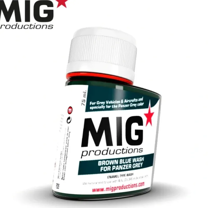 Paint<MIG Productions: Brown Blue Wash for Panzer Grey 75ml LTG AK-P285 - Miniature Marvels: Airplane Models & Painted Dice