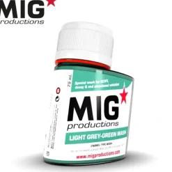 Paint<MIG Productions: Light Grey-Green Wash 75ml LTG AK-P279 - Miniature Marvels: Airplane Models & Painted Dice