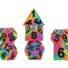 Dice<16mm Pride Sharp Edge Silicone Rubber Poly Dice Set: Rainbow Flag (7) - Miniature Marvels: Airplane Models & Painted Dice