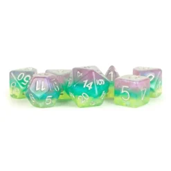 Dice<16mm Resin Poly Dice Set: Layered Stardust Radiance MET 764 - Miniature Marvels: Airplane Models & Painted Dice