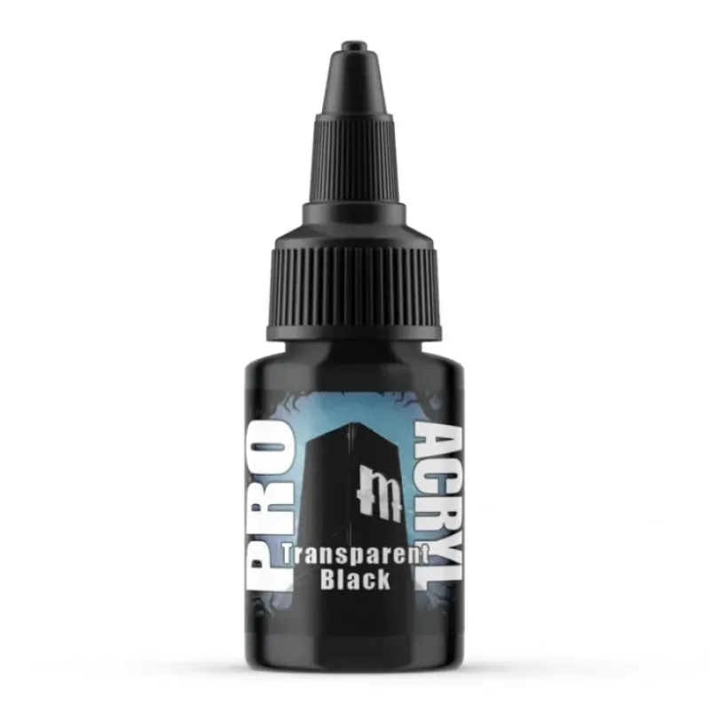 Paint<Monument Hobbies Pro Acryl Standard Transparent Black 22ml - Miniature Marvels: Airplane Models & Painted Dice
