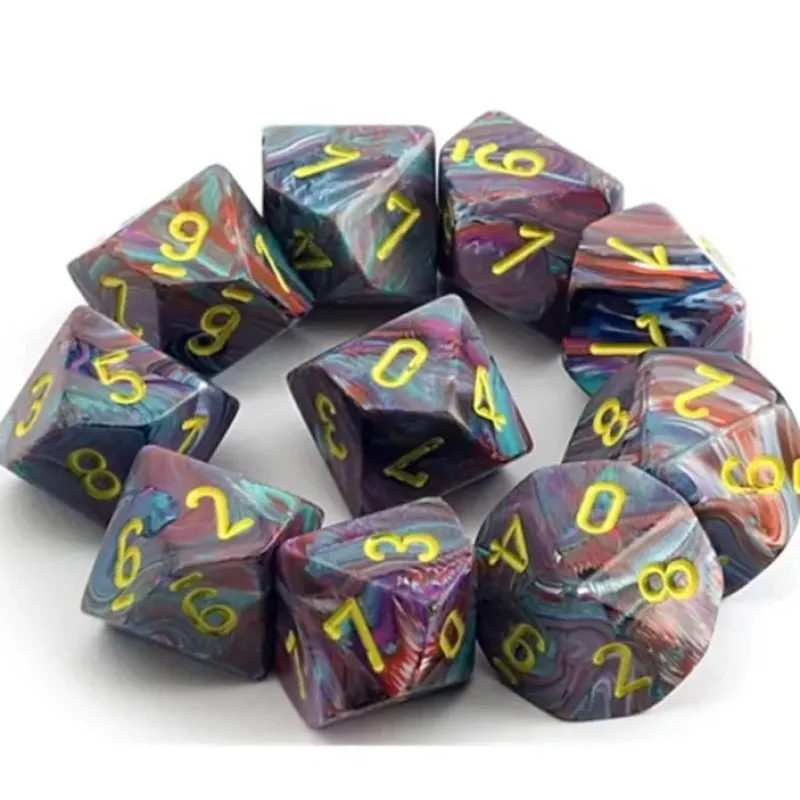 Dice<Mosaic / Yellow: Festive d10 Dice Set (10's) CHX 27250 - Miniature Marvels: Airplane Models & Painted Dice