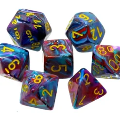 Dice<Mosaic / Yellow: Festive Polyhedral Dice Set (7's) CHX 27450 - Miniature Marvels: Airplane Models & Painted Dice
