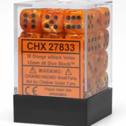 Dice<Orange / Black: Vortex 36d6 12mm Dice Block CHX 27833 - Miniature Marvels: Airplane Models & Painted Dice