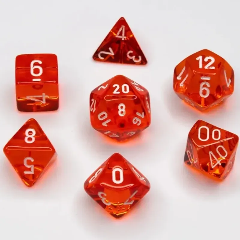 Dice<Orange / White: Translucent Polyhedral Dice Set (7's) CHX 23073 - Miniature Marvels: Airplane Models & Painted Dice