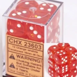 Dice<Orange with White: Translucent 12d6 16mm Dice Set CHX 23603 - Miniature Marvels: Airplane Models & Painted Dice