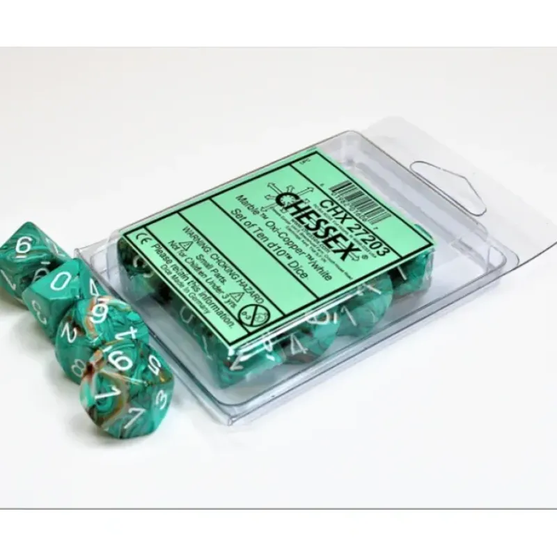 Dice<Oxi-Copper / White : Marble d10 Dice Set (10's) CHX 27203 - Miniature Marvels: Airplane Models & Painted Dice