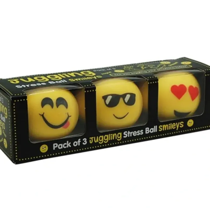 Egpull<Pack of 3 Stress Juggling Smiley Balls - Emoji Smile Happy Face Squish Ball Toys - Miniature Marvels: Airplane Models & Painted Dice