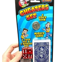 Egpull<3pc CHEATERS SET - Marked Playing Cards - 2 Sided Coin - Magic Trick Dice Prank - Miniature Marvels: Airplane Models & Painted Dice
